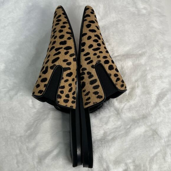 Jenni Kayne Leopard Animal Print Pointed Toe Pony Hair Mules Slip Ons Sz 37 US 7 - Picture 10 of 16
